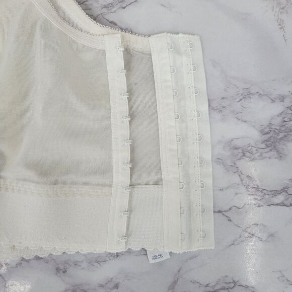 Hanes Vintage Longline Elegant Floral White Lace and Mesh Bra with Boning - Picture 4 of 15